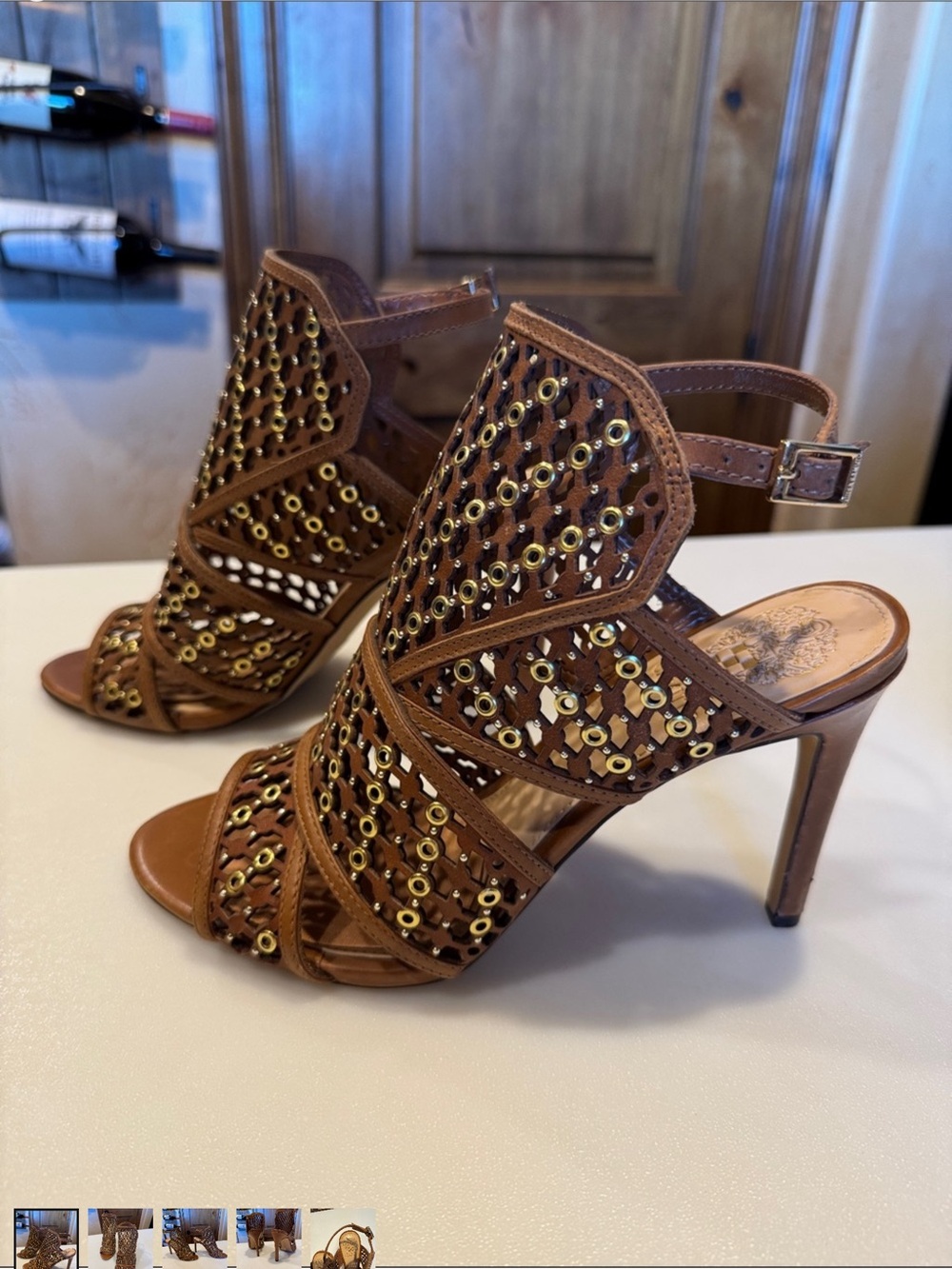 Leather Studded Sandal- Vince Camuto leather Mallena studded heel